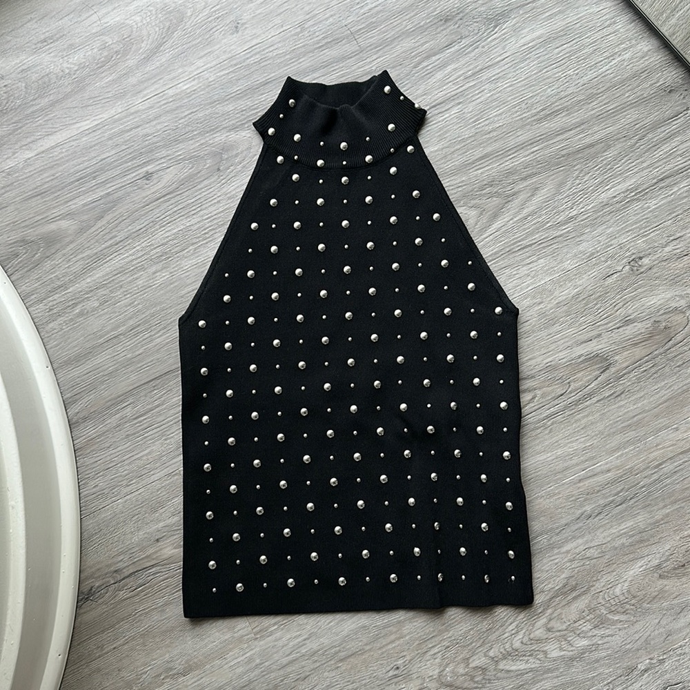 Zara black studded top